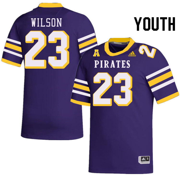 Youth #23 Dameon Wilson ECU Pirates College Football Jerseys Stitched-Throwback